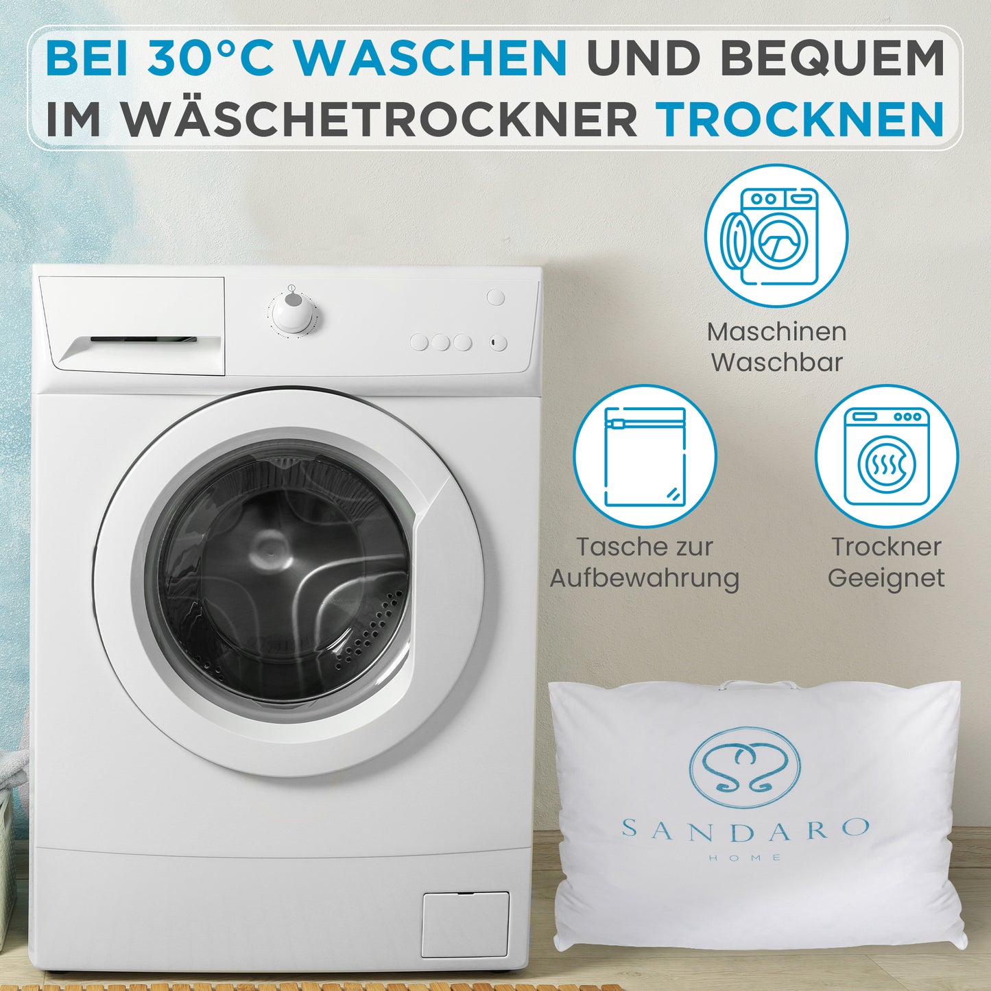 2er-Set 3-Kammer-Kissen 40x80 cm – 750 g – Daunen & Federn