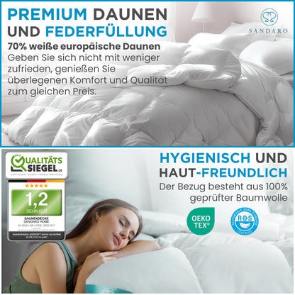 200x220 cm  | 1800 gr | 70 % Gänsedaunen & 30 % Gänsefedern