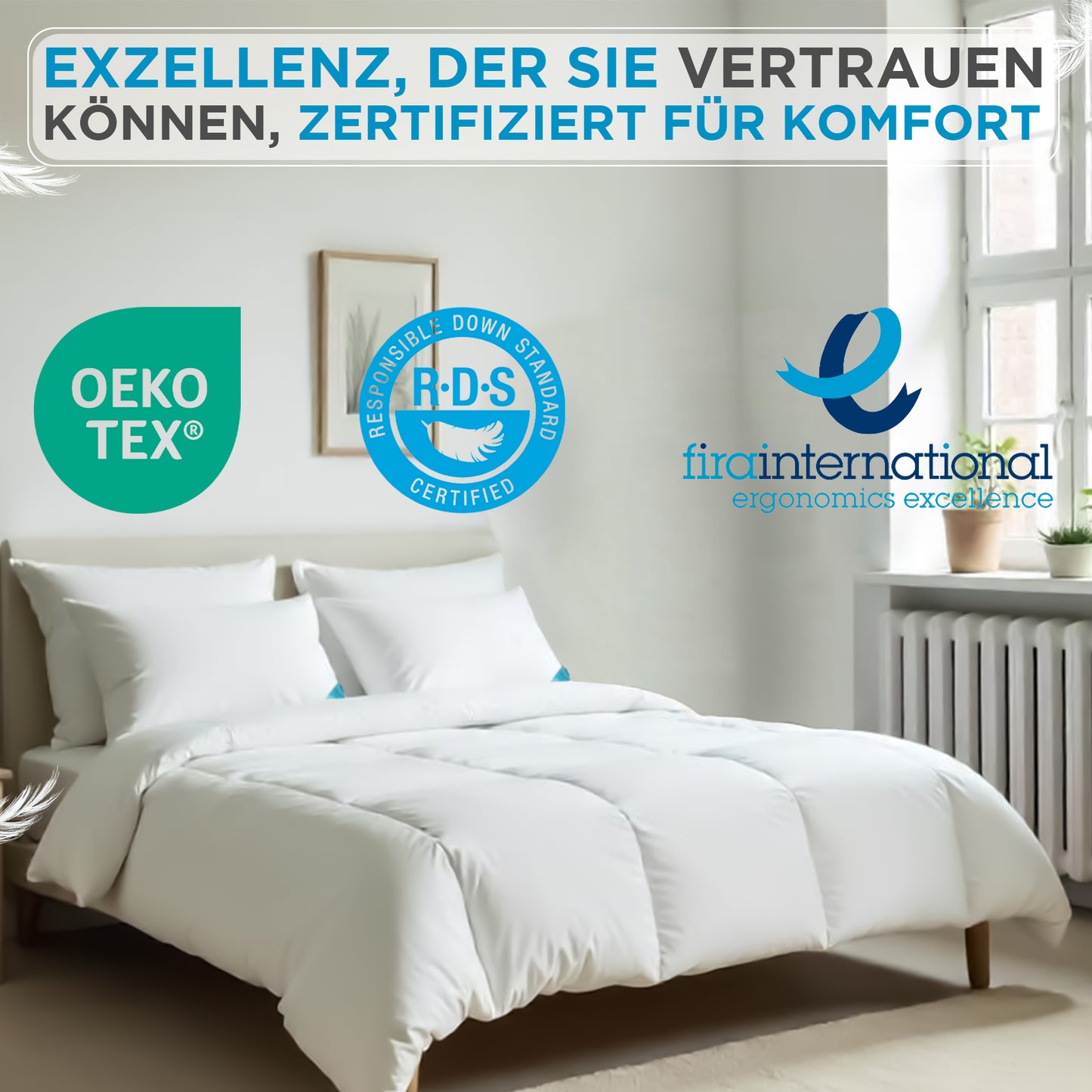 850 gr Kissen | 100% FEDERFÜLLUNG | 40 x 80 cm