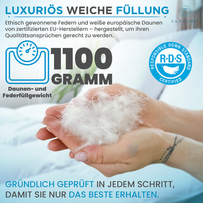 135x200 cm | 1100 gr | Natur-Daunen Ganzjahresdecke