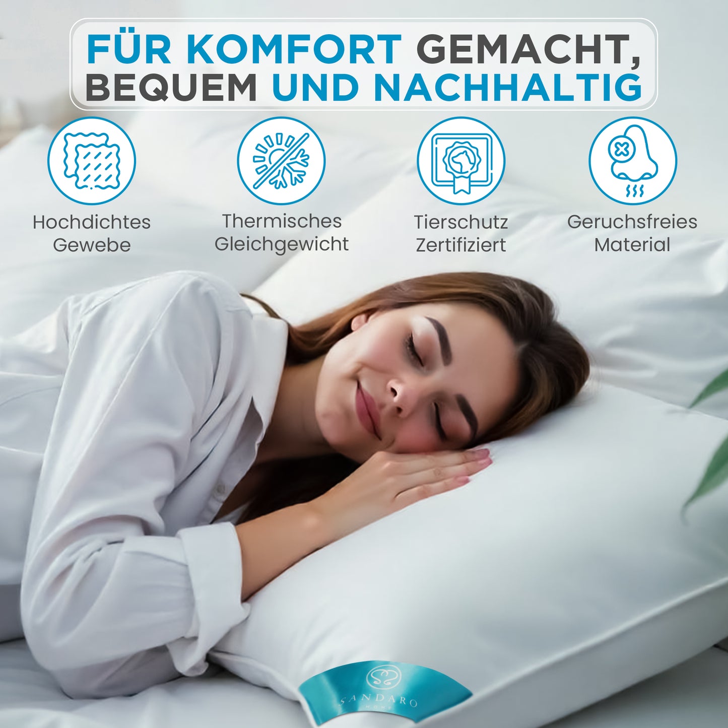 850 gr Kissen | 100% FEDERFÜLLUNG | 40 x 80 cm