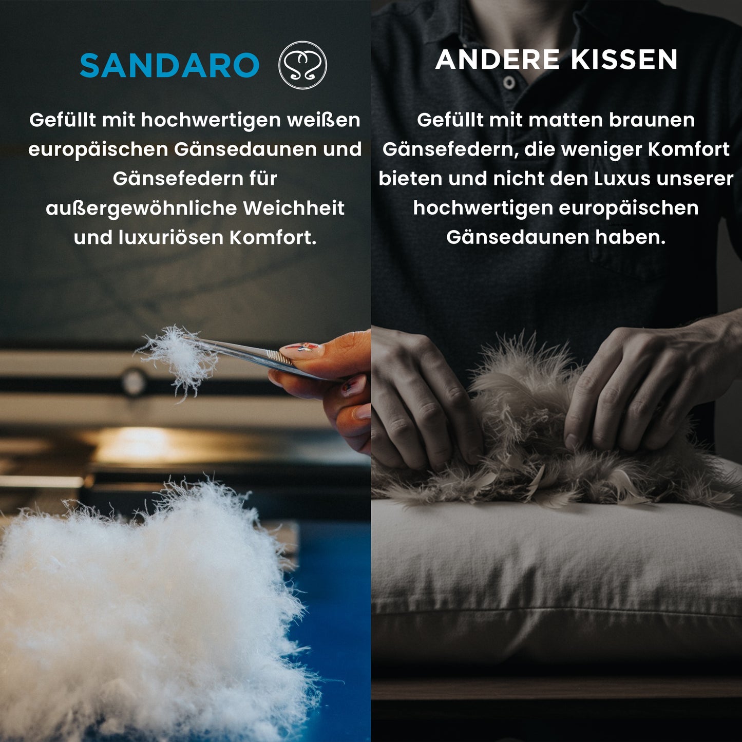 1500 gr | DAUNENFEDERKISSEN | 80 x 80 cm